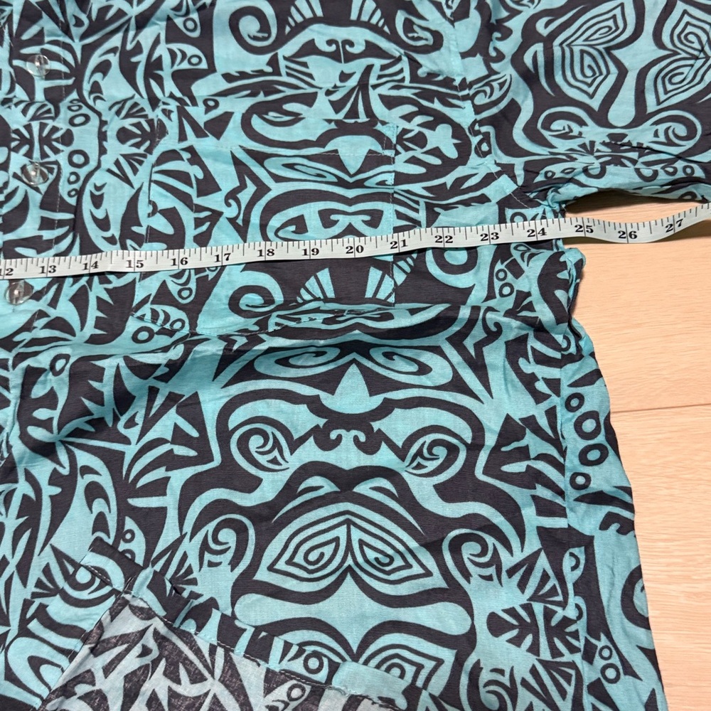 Da Edge Turquoise and Black Patterned Men's Shirt - Picture 4 of 6